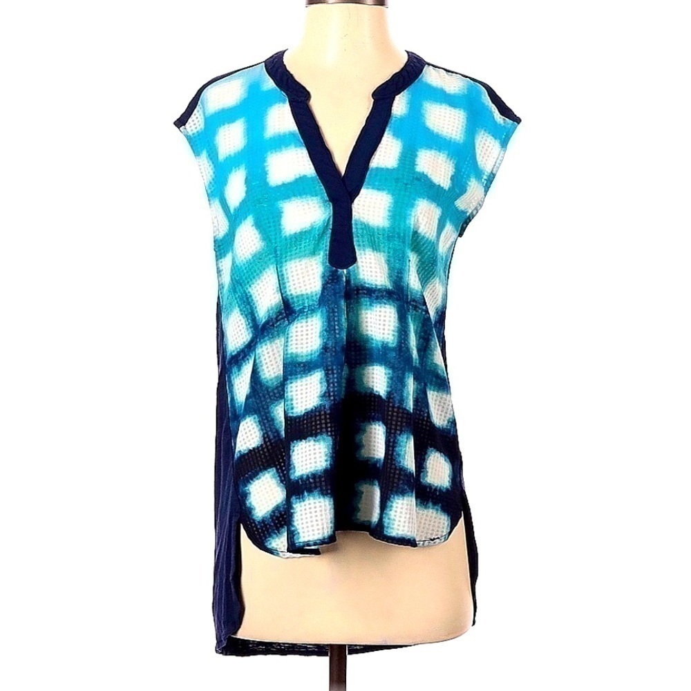 Anthropologie sleeveless color block hi lo shirt